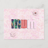 Patchwork 'MUM' op Roze Roze Achtergrond Briefkaart (Voorkant)