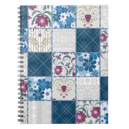 Patchwork naadloze florale kant achtergrond notitieboek (Voorkant)