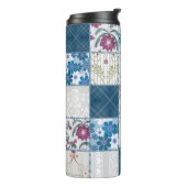 Patchwork naadloze florale kant achtergrond thermosbeker (Gedraaid links)
