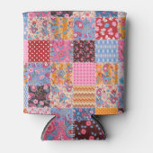 Patchwork naadloze, schattige stof patroon. blikjeskoeler (Voorkant)