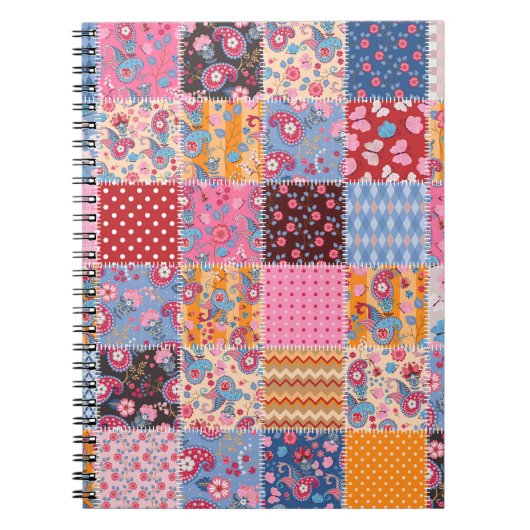 Patchwork naadloze, schattige stof patroon. notitieboek (Voorkant)