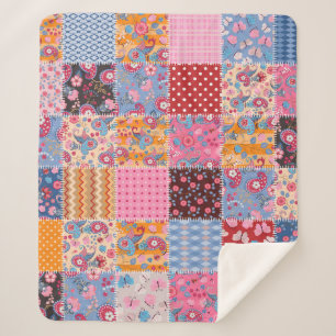 Patchwork naadloze, schattige stof patroon. sherpa deken