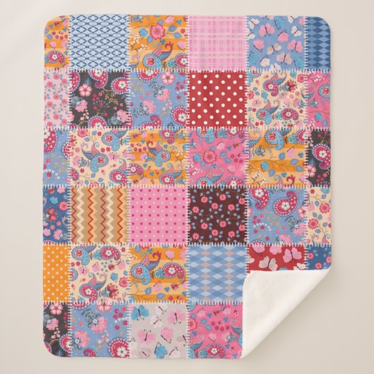 Patchwork naadloze, schattige stof patroon. sherpa deken (Voorkant)