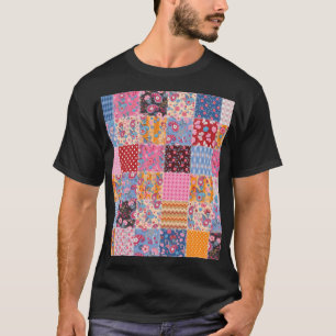 Patchwork naadloze, schattige stof patroon. t-shirt