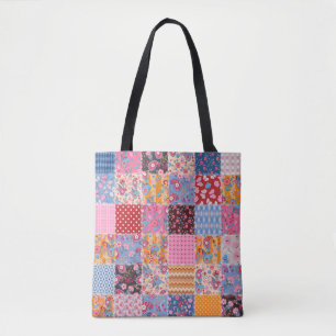Patchwork naadloze, schattige stof patroon. tote bag