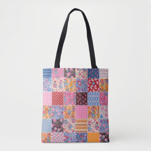 Patchwork naadloze, schattige stof patroon. tote bag (Voorkant)