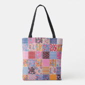Patchwork naadloze, schattige stof patroon. tote bag (Achterkant)
