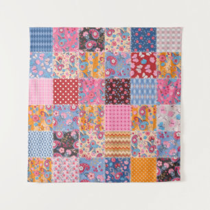 Patchwork naadloze, schattige stof patroon. wandkleed