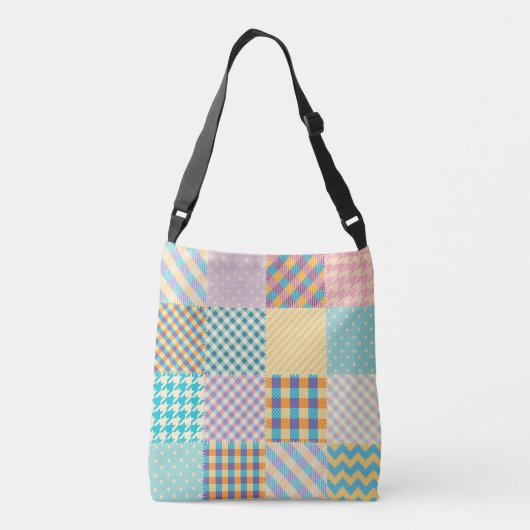 patchwork: naadloze textielachtergrond crossbody tas (Achterkant)