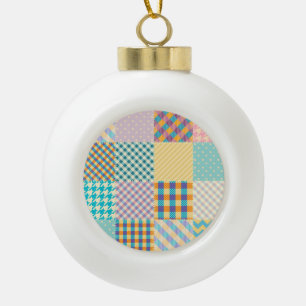  patchwork: naadloze textielachtergrond keramische bal ornament