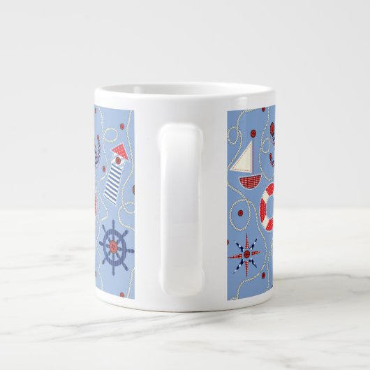 Patchwork Nautisch ontwerp Grote Koffiekop (Achterkant)