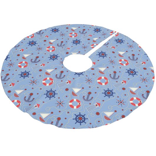 Patchwork Nautisch ontwerp Kerstboom Rok (Gekanteld)