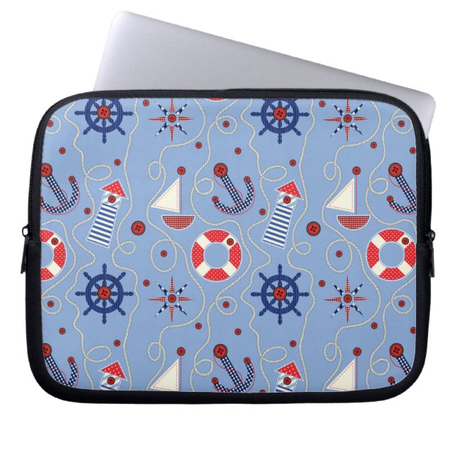 Patchwork Nautisch ontwerp Laptop Sleeve (Voorkant)