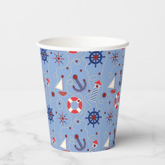 Patchwork Nautisch ontwerp Papieren Bekers (Achterkant)