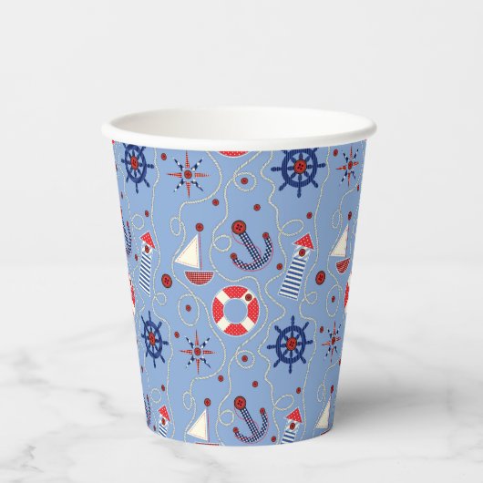 Patchwork Nautisch ontwerp Papieren Bekers (Voorkant)