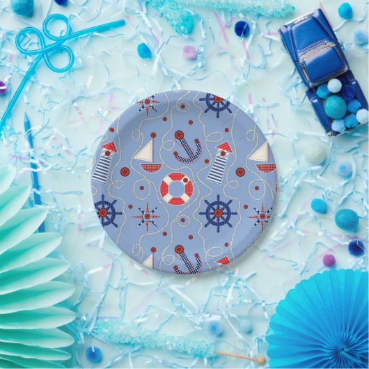 Patchwork Nautisch ontwerp Papieren Bordje (Feest)