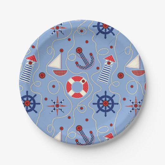 Patchwork Nautisch ontwerp Papieren Bordje (Voorkant)