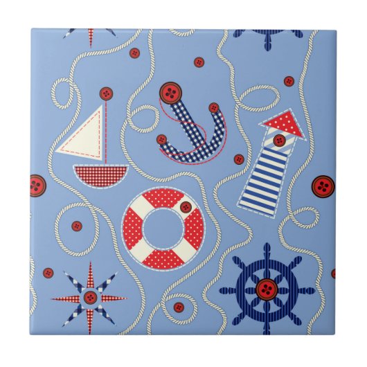 Patchwork Nautisch ontwerp Tegeltje (Voorkant)