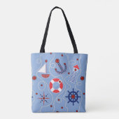 Patchwork Nautisch ontwerp Tote Bag (Achterkant)