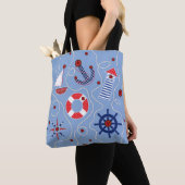 Patchwork Nautisch ontwerp Tote Bag (Dichtbij)