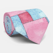Patchwork Necktie, Pinks, Blues Stropdas (Opgerold)