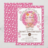 Patchwork Nijlpaard Baby Shower, roze Kaart (Voorkant / Achterkant)