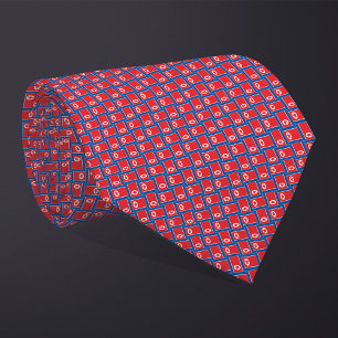 Patchwork Noord-Korea Vlag Patroon Stropdas