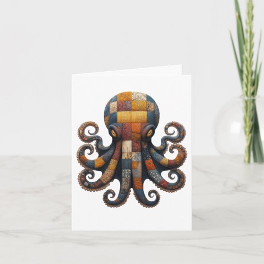 Patchwork Octopus Groeten Kaart (Voorkant)