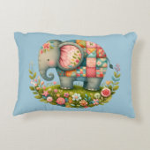 Patchwork Olifant Bloemenweide Charme Accent Kussen (Achterkant)