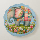 Patchwork Olifant Bloemenweide Charme Rond Kussen (Achterkant)