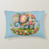 Patchwork Olifant Bloemrijke Weide Charme Accent Kussen (Voorkant)