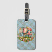 Patchwork Olifant Bloemrijke Weide Charme Bagagelabel (Voorkant (verticaal))