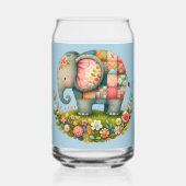 Patchwork Olifant Bloemrijke Weide Charme Blikvorm Glas (Voorkant)