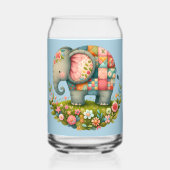 Patchwork Olifant Bloemrijke Weide Charme Blikvorm Glas (Achterkant)