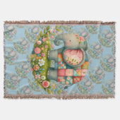 Patchwork Olifant Bloemrijke Weide Charme Deken (Voorkant)