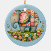 Patchwork Olifant Bloemrijke Weide Charme Keramisch Ornament (Achterkant)