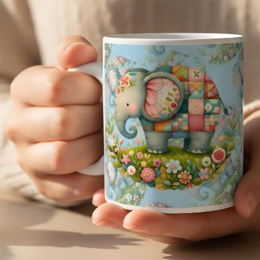 Patchwork Olifant Bloemrijke Weide Charme Koffiemok