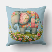 Patchwork Olifant Bloemrijke Weide Charme Kussen (Achterkant)