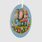 Patchwork Olifant Bloemrijke Weide Charme Ornament (voorkant)