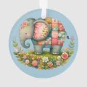 Patchwork Olifant Bloemrijke Weide Charme Ornament (achterkant)