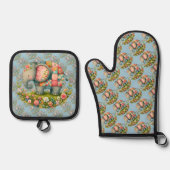 Patchwork Olifant Bloemrijke Weide Charme Ovenwant & Pannenlap Set (Voorkant)