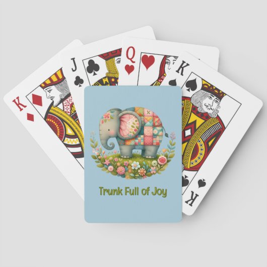 Patchwork Olifant Bloemrijke Weide Charme Pokerkaarten (Achterkant)