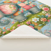 Patchwork Olifant Bloemrijke Weide Charme Sherpa Deken (3/4)