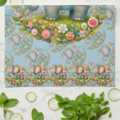 Patchwork Olifant Bloemrijke Weide Charme Theedoek (Gevouwen)