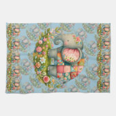 Patchwork Olifant Bloemrijke Weide Charme Theedoek (Horizontaal)