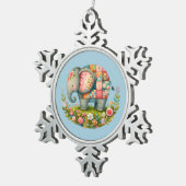 Patchwork Olifant Bloemrijke Weide Charme Tin Sneeuwvlok Ornament (Rechts)