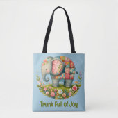 Patchwork Olifant Bloemrijke Weide Charme Tote Bag (Voorkant)