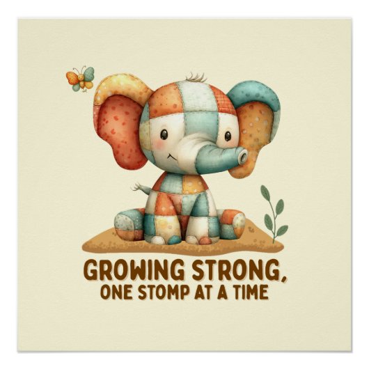 Patchwork Olifant “Groeiend Sterk Perfect Poster (Voorkant)