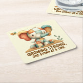 Patchwork Olifant “Sterk Groeiend Kartonnen Onderzetters (Schuin)