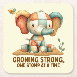 Patchwork Olifant “Sterk Groeiend Kartonnen Onderzetters